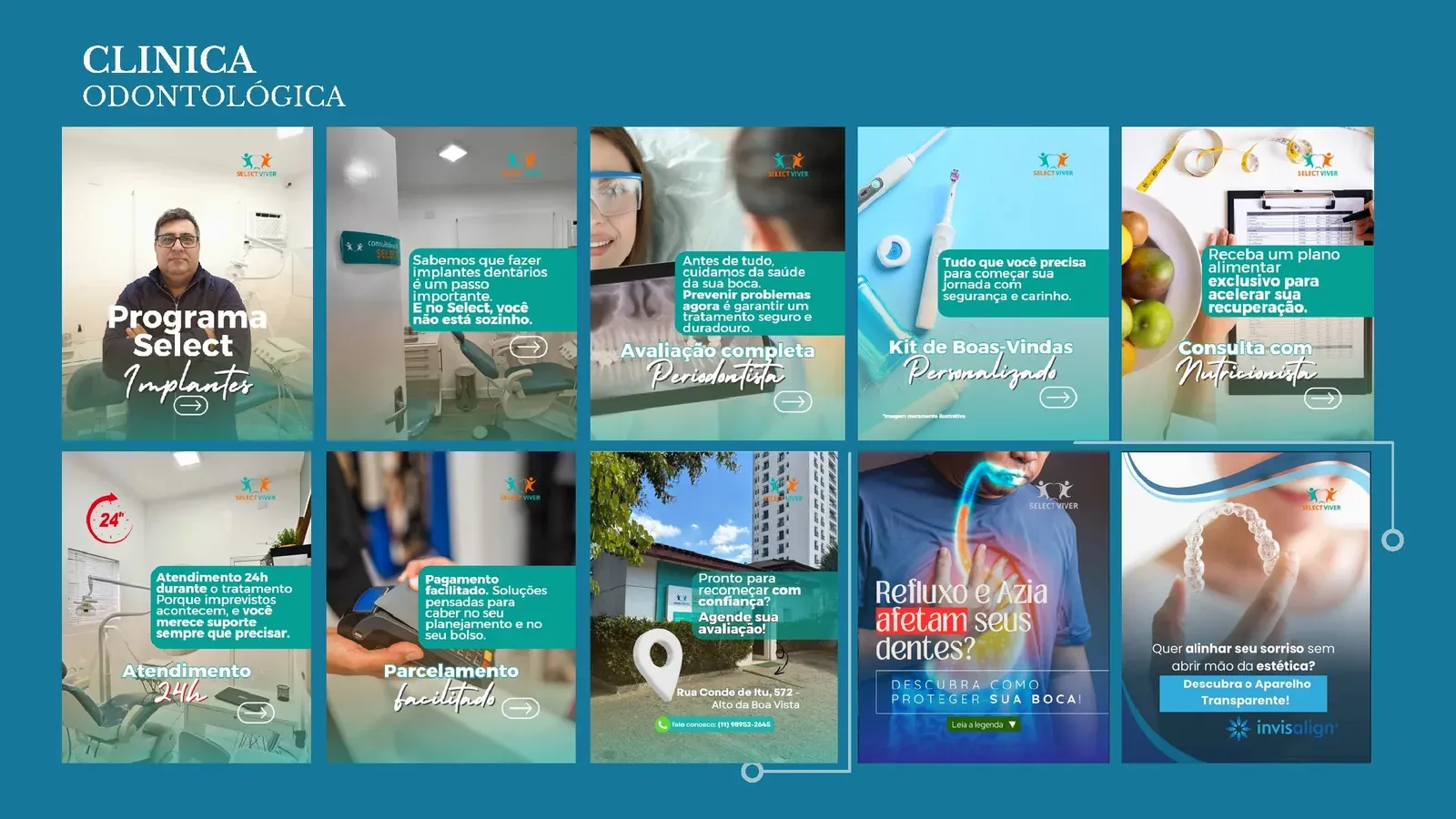 Feed de conteúdo informativo para clínica odontológica
