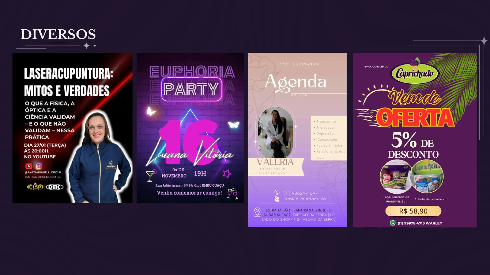 Seleção de campanhas para eventos, gastronomia e cultura