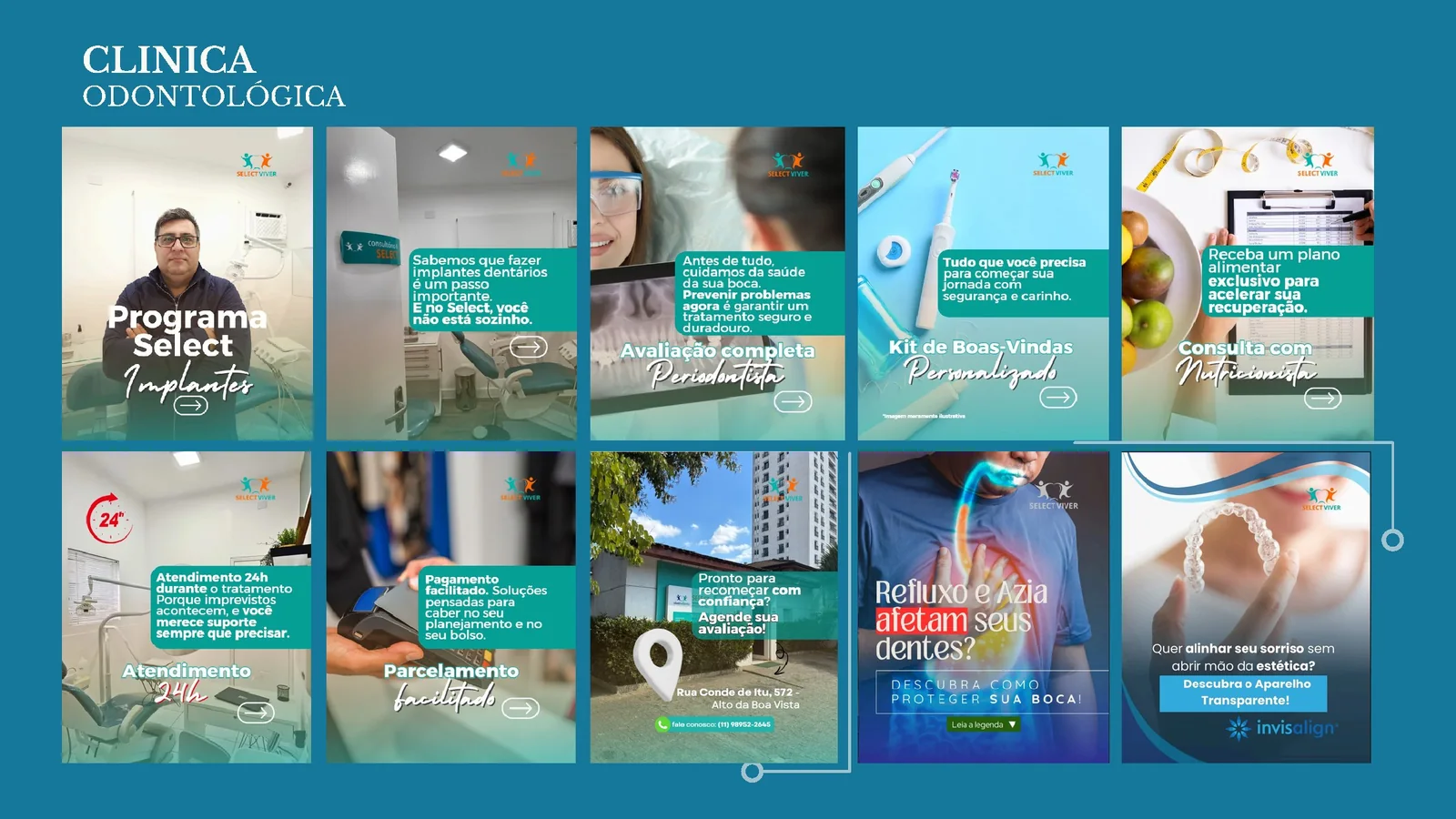 Feed de conteúdo informativo para clínica odontológica