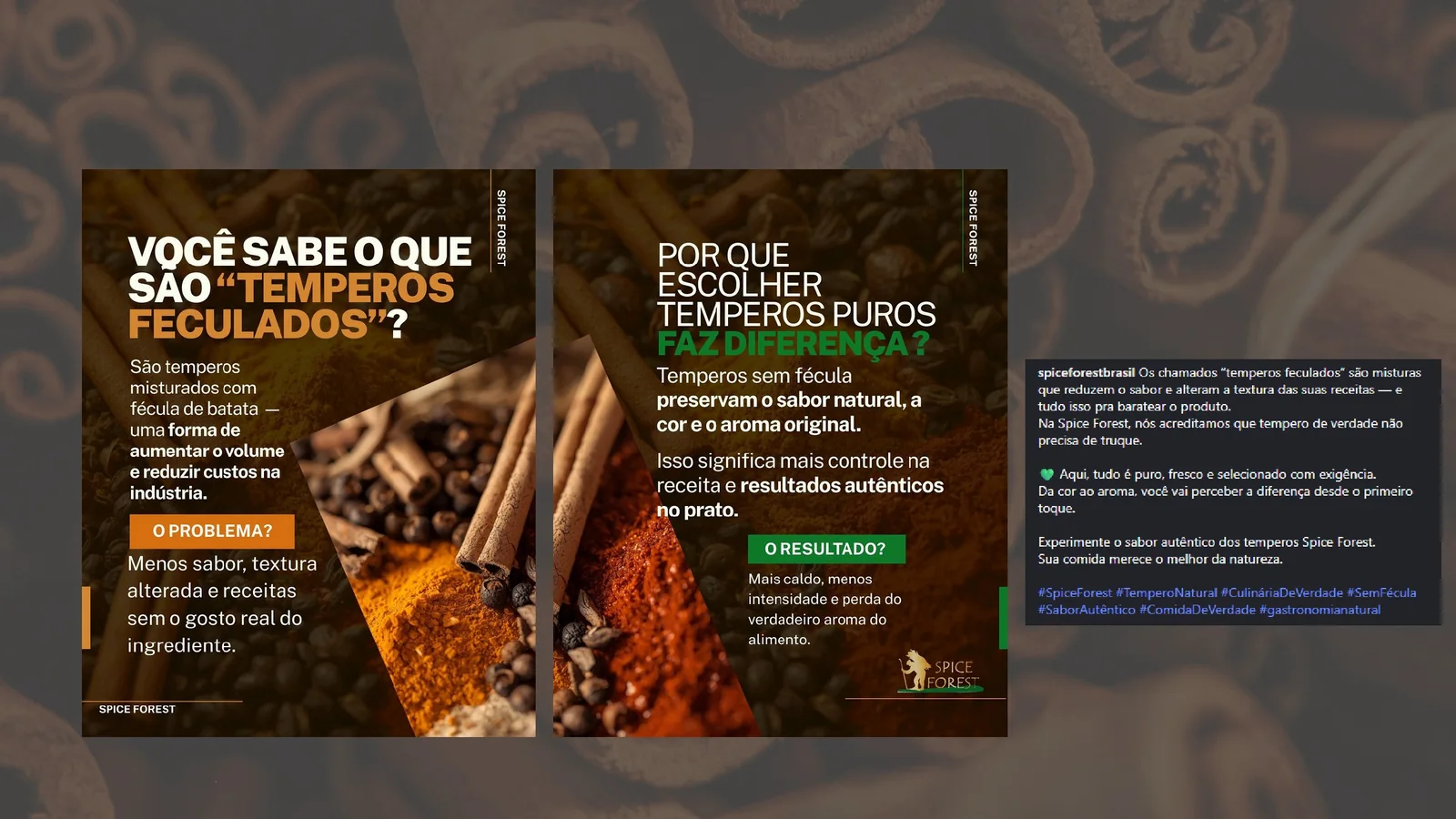 Campanha digital da Spice Forest com fotografias de especiarias